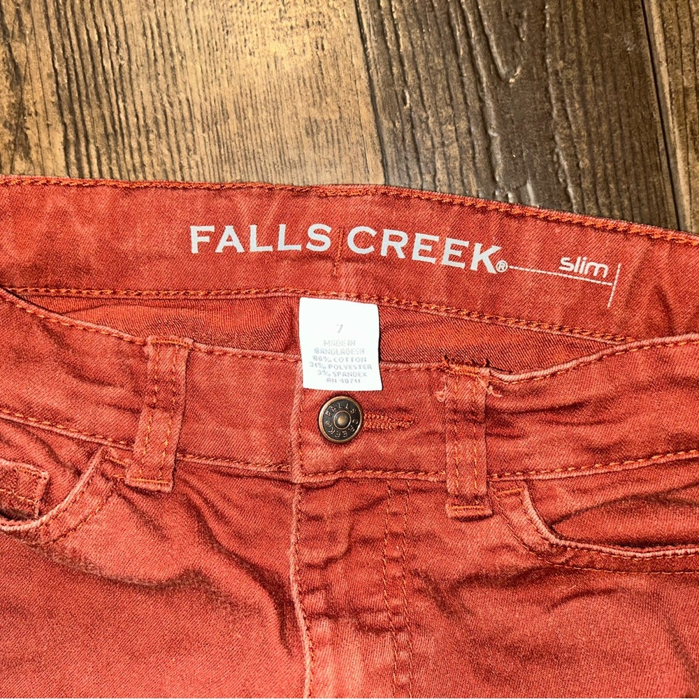 Falls Creek Slim Corduroy Pants in Rust Orange - Picture 3 of 3